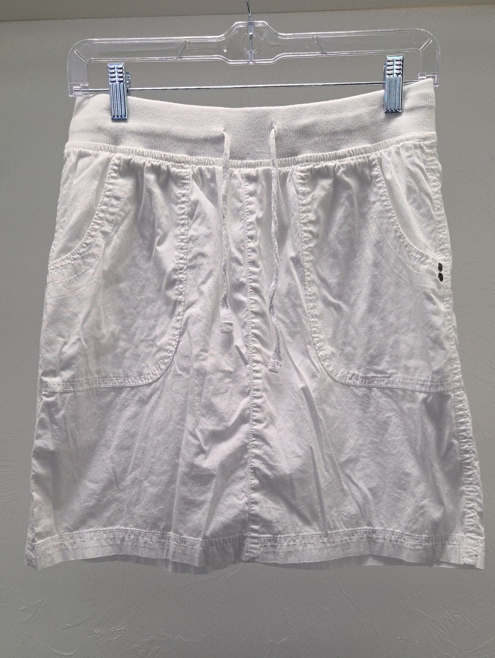 Womens White Cotton Skort Draw String Waist Soft Cotton Waist Band
